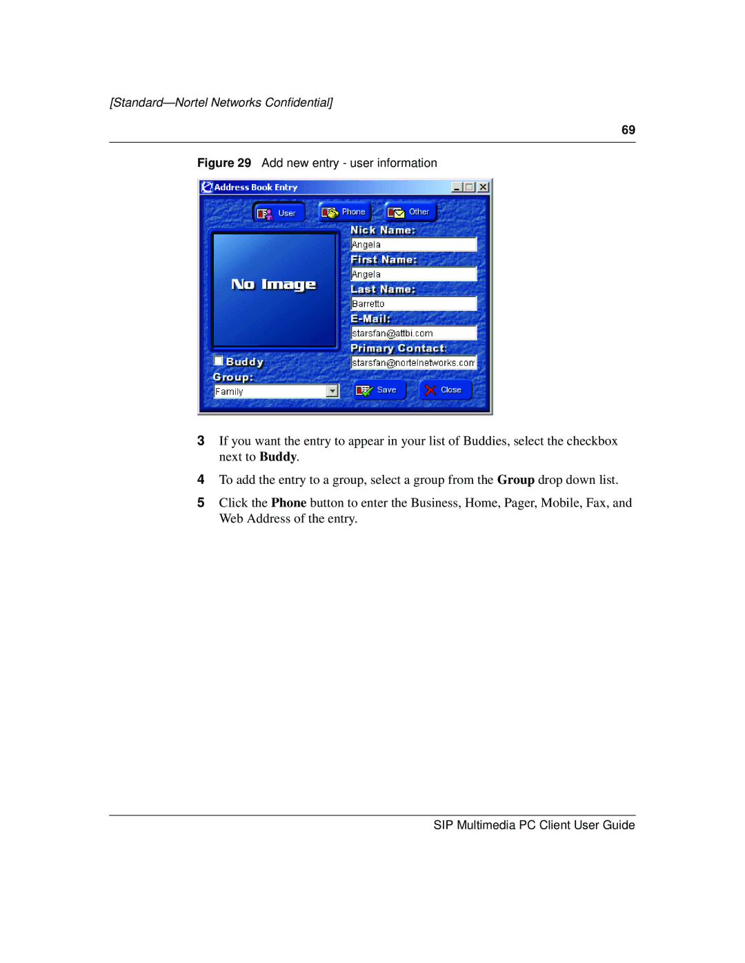 Nortel Networks NN10041-112 manual Add new entry user information 