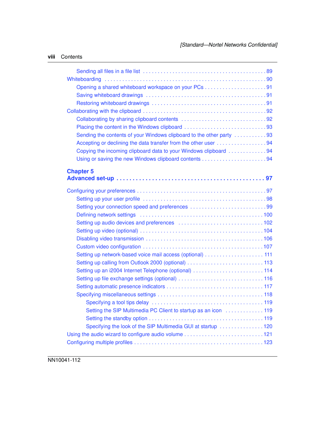 Nortel Networks NN10041-112 manual Chapter Advanced set-up 