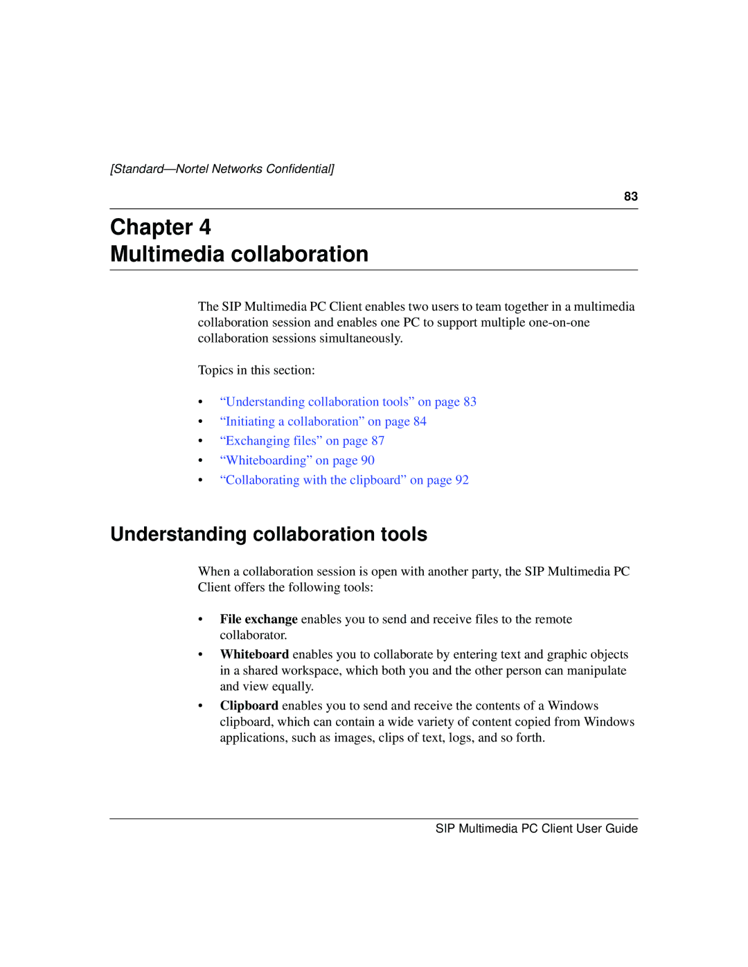 Nortel Networks NN10041-112 manual Chapter Multimedia collaboration, Understanding collaboration tools 