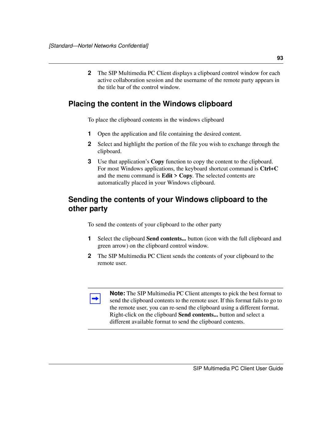 Nortel Networks NN10041-112 manual Placing the content in the Windows clipboard 