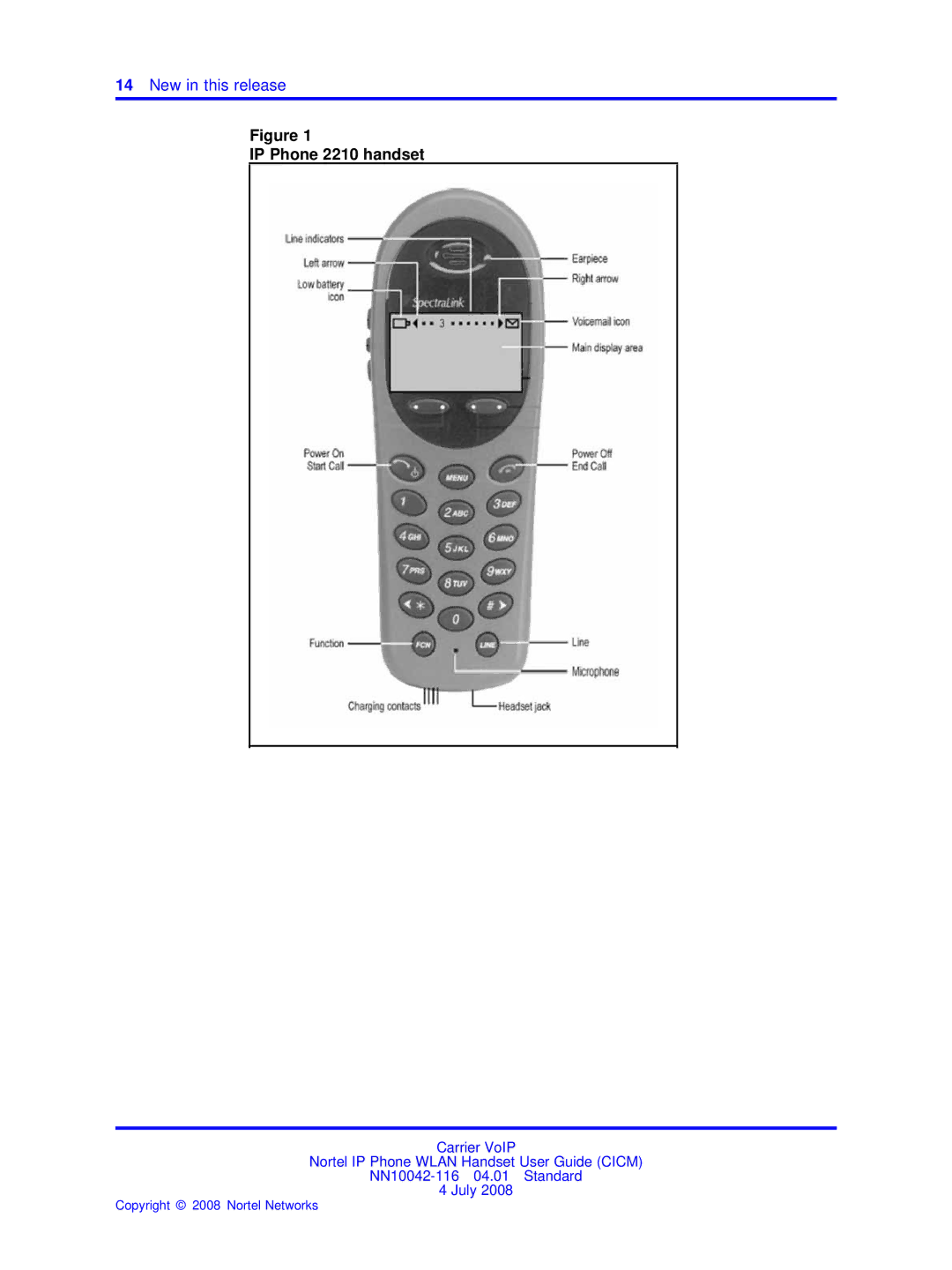 Nortel Networks NN10042-116 manual IP Phone 2210 handset 