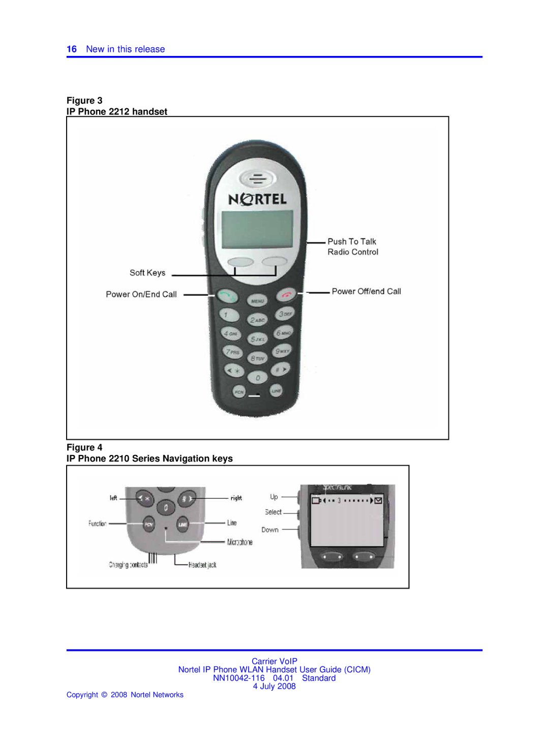 Nortel Networks NN10042-116 manual IP Phone 2212 handset IP Phone 2210 Series Navigation keys 