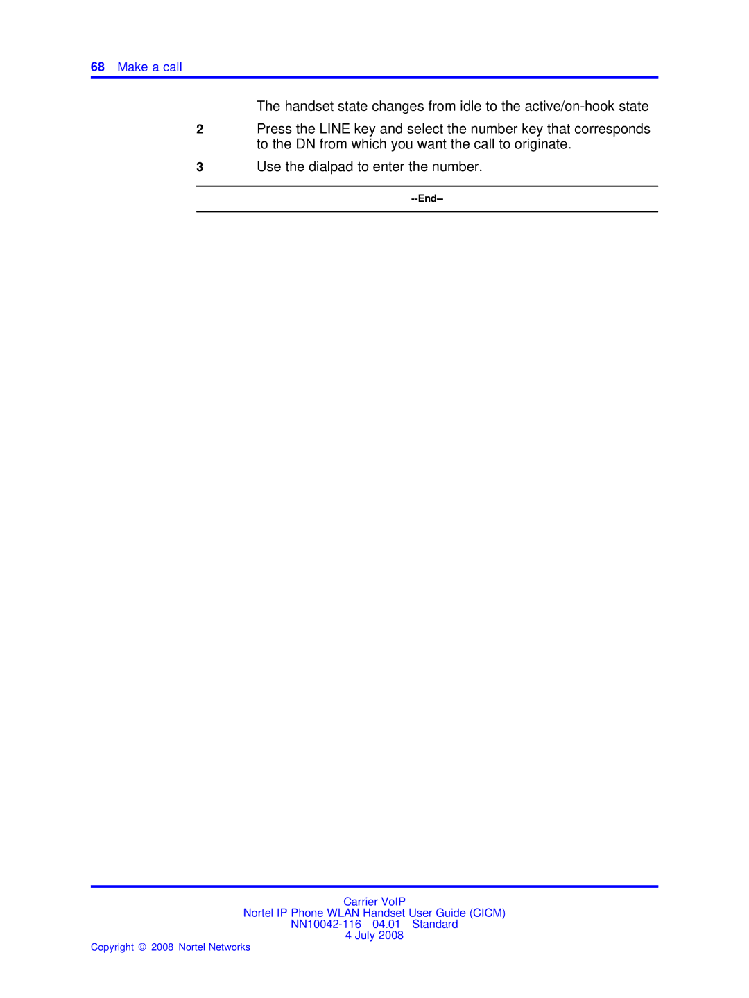 Nortel Networks NN10042-116 manual Make a call 