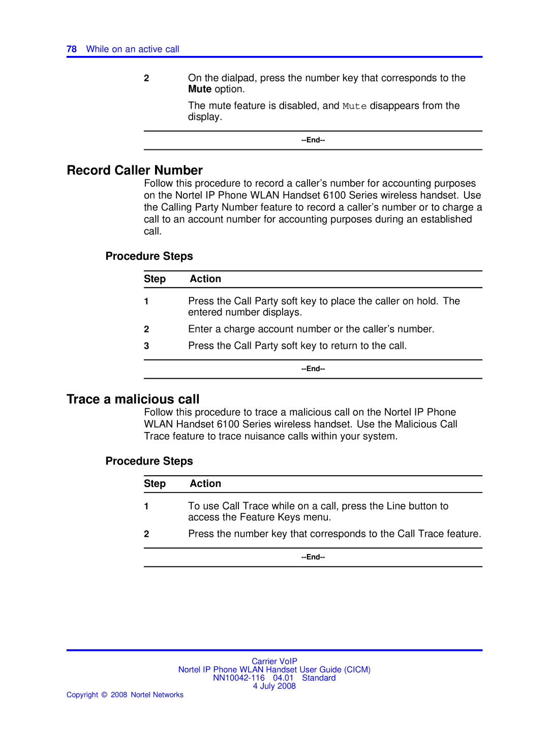 Nortel Networks NN10042-116 manual Record Caller Number, Trace a malicious call 