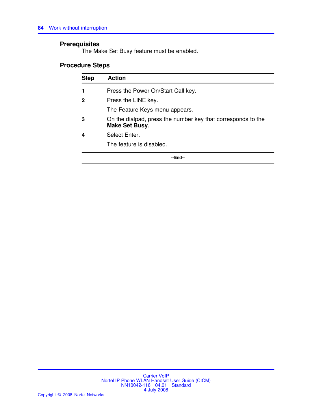 Nortel Networks NN10042-116 manual Prerequisites, Make Set Busy feature must be enabled 