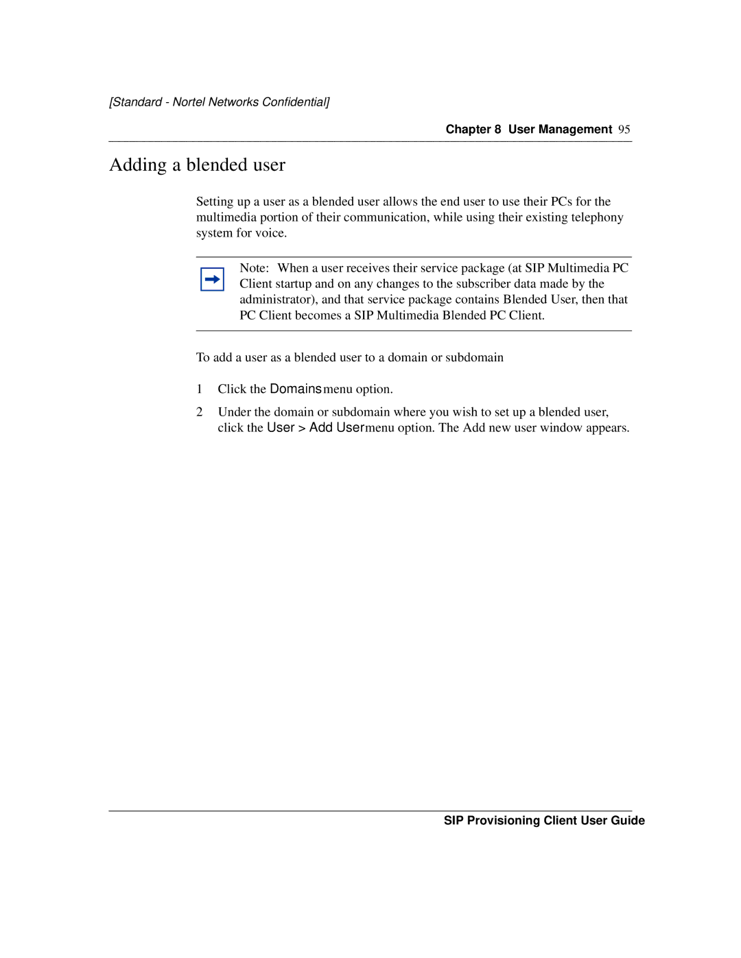 Nortel Networks NN10043-113 manual Adding a blended user 