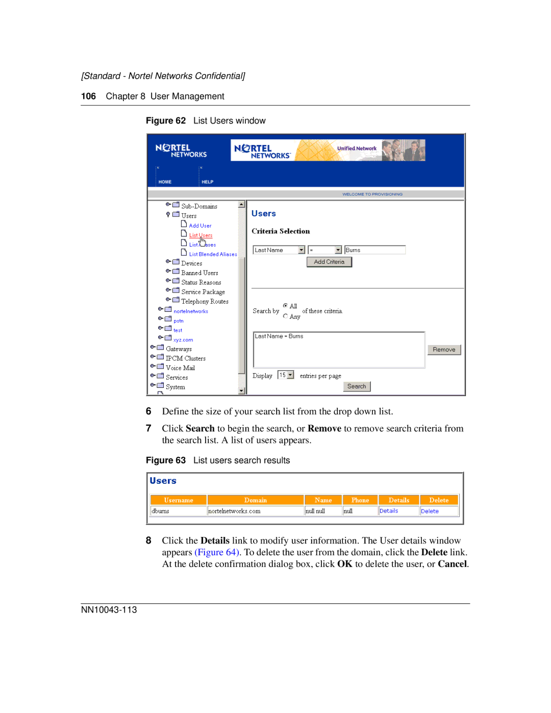 Nortel Networks NN10043-113 manual List Users window 