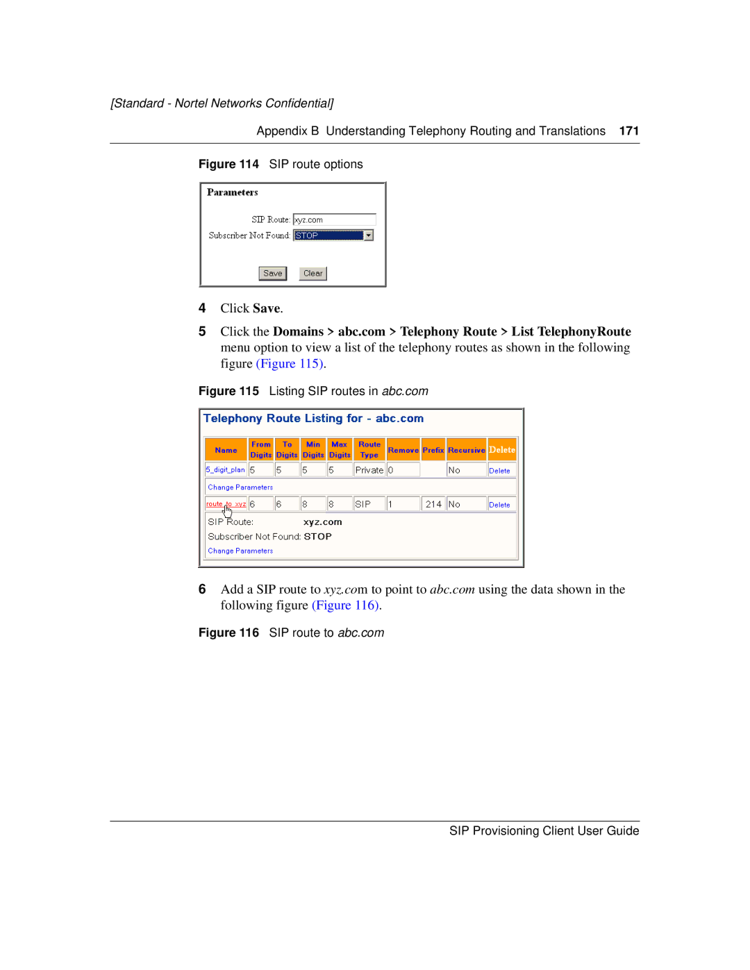 Nortel Networks NN10043-113 manual SIP route options 