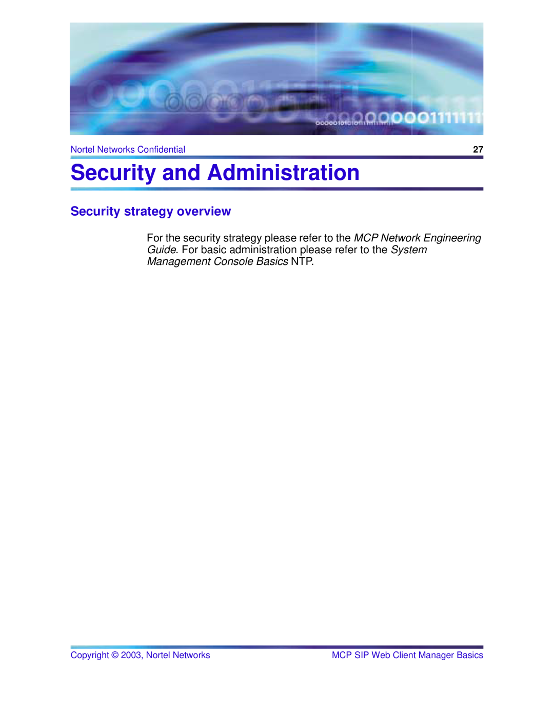 Nortel Networks NN10277-111 manual Security and Administration, Security strategy overview, Nortel Networks Confidential 