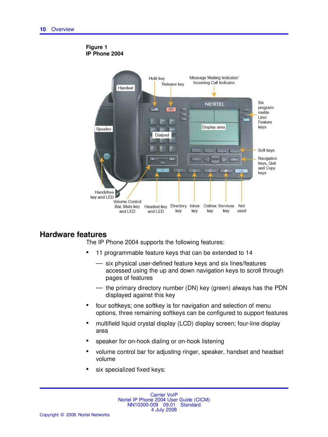 Nortel Networks NN10300-009 manual Hardware features, Overview 