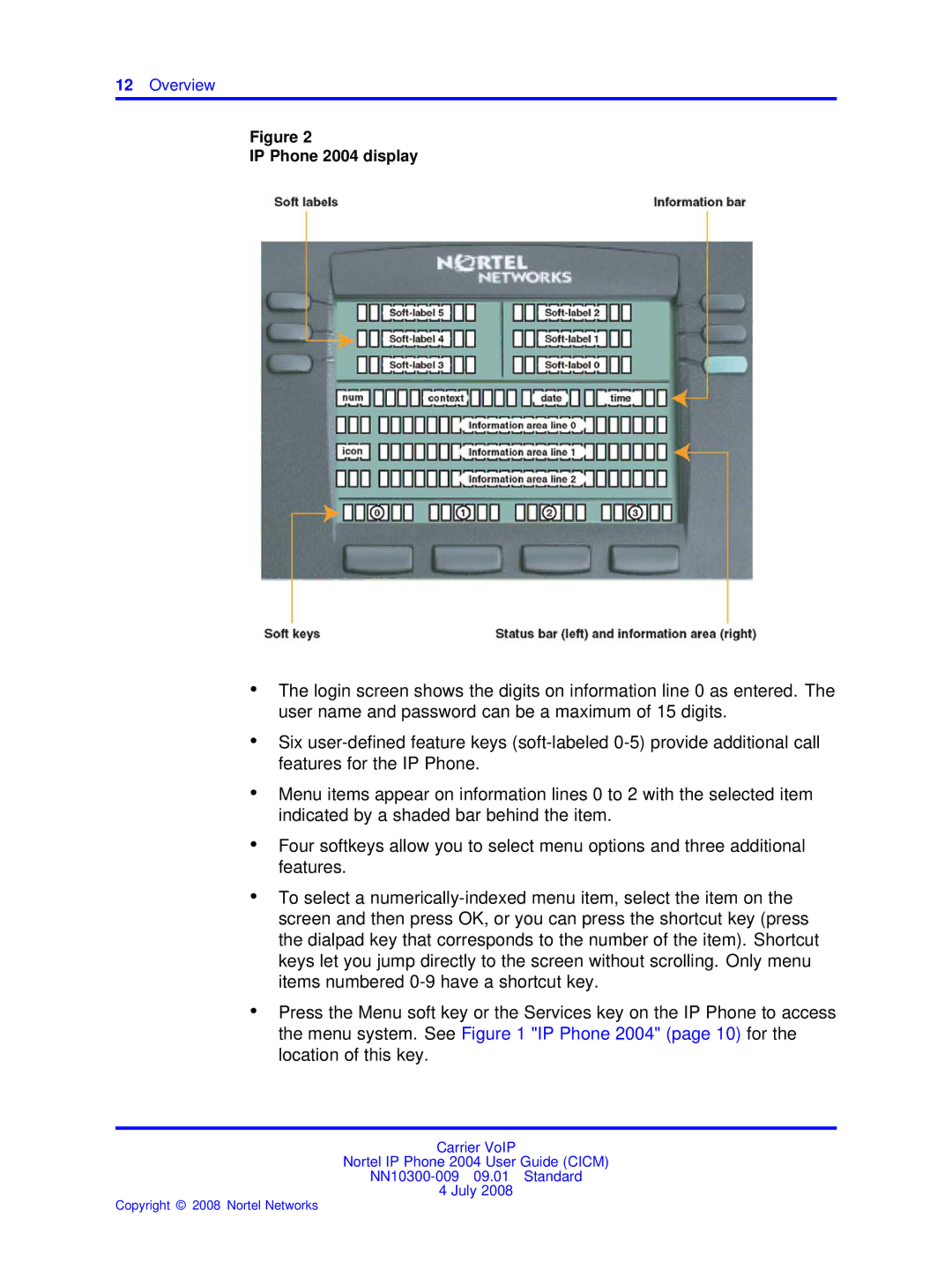 Nortel Networks NN10300-009 manual IP Phone 2004 display 