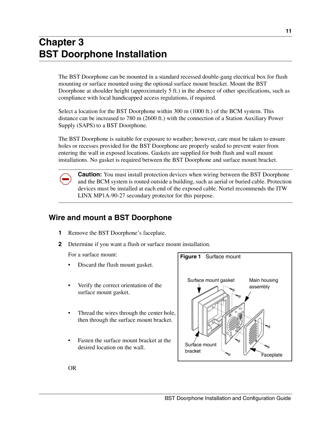 Nortel Networks NN40010-302 manual Chapter BST Doorphone Installation, Wire and mount a BST Doorphone 