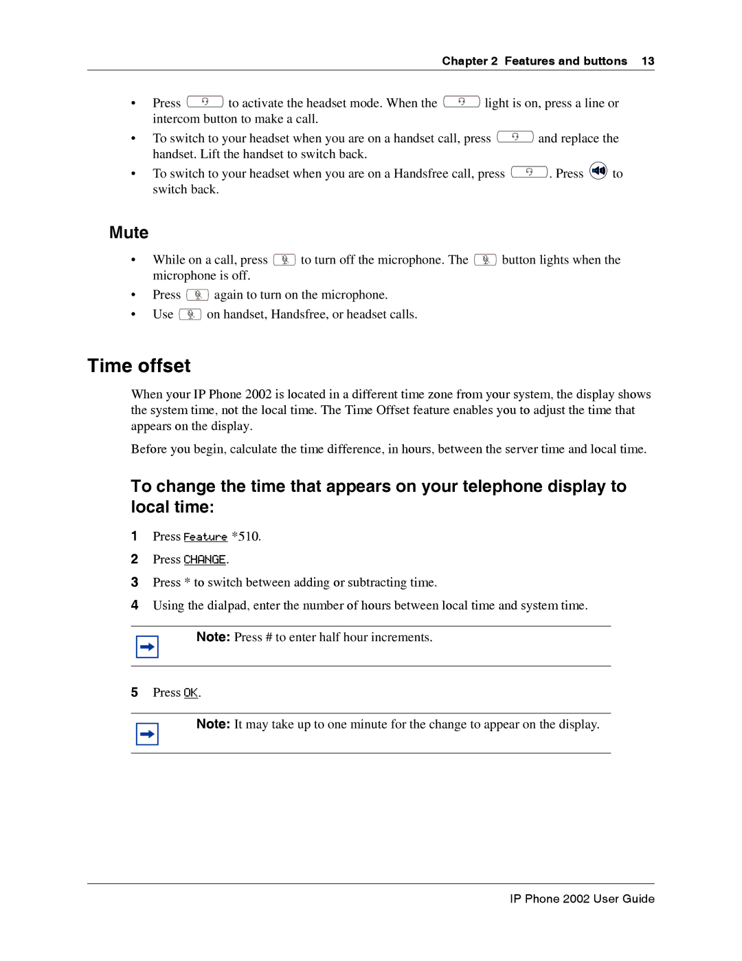 Nortel Networks NN40050-107 manual Time offset, Mute 