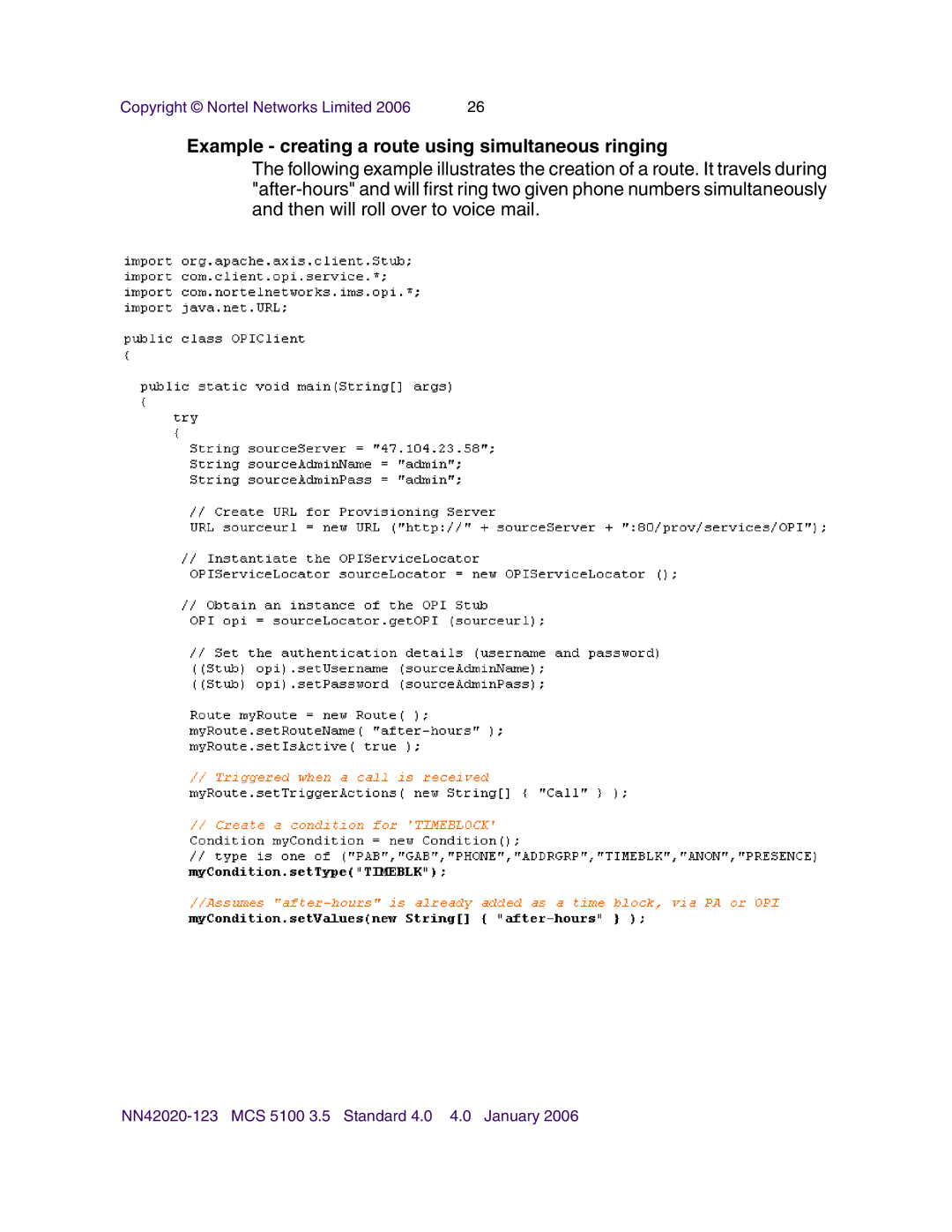 Nortel Networks NN42020-123 manual Example creating a route using simultaneous ringing 