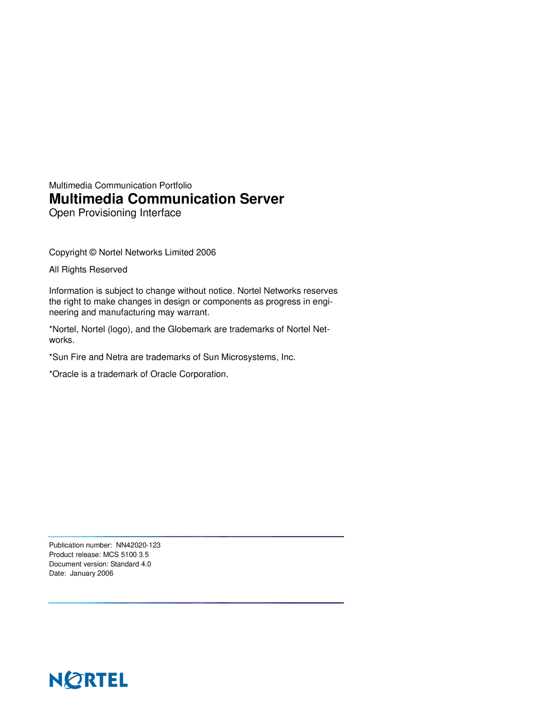 Nortel Networks NN42020-123 manual Multimedia Communication Server 