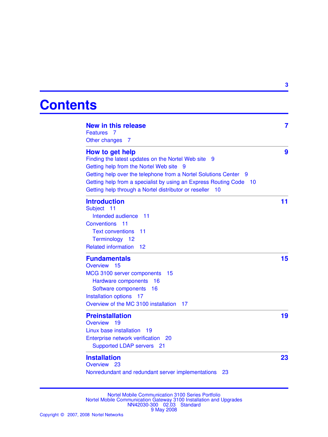 Nortel Networks NN42030-300 manual Contents 