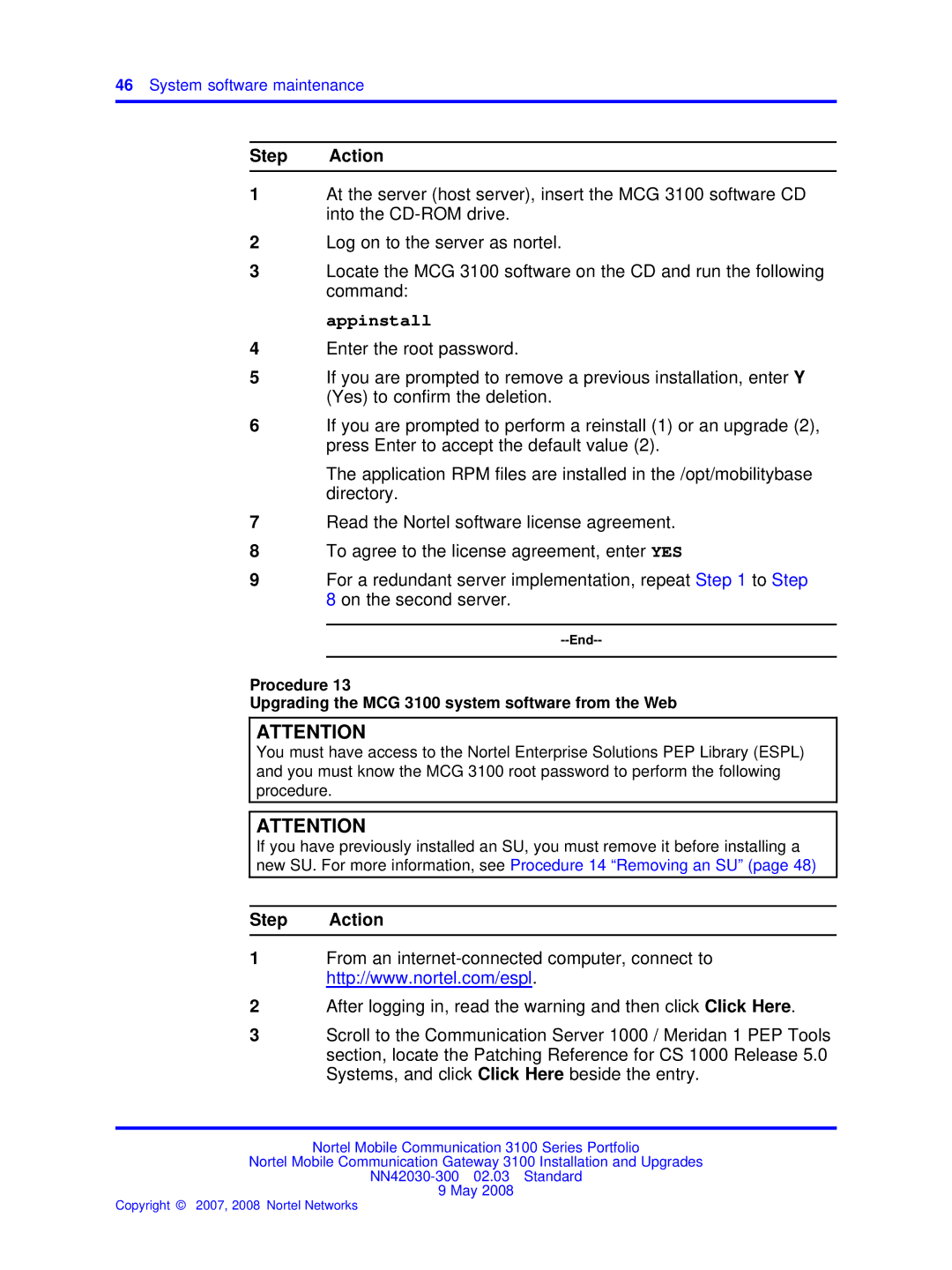 Nortel Networks NN42030-300 manual System software maintenance 