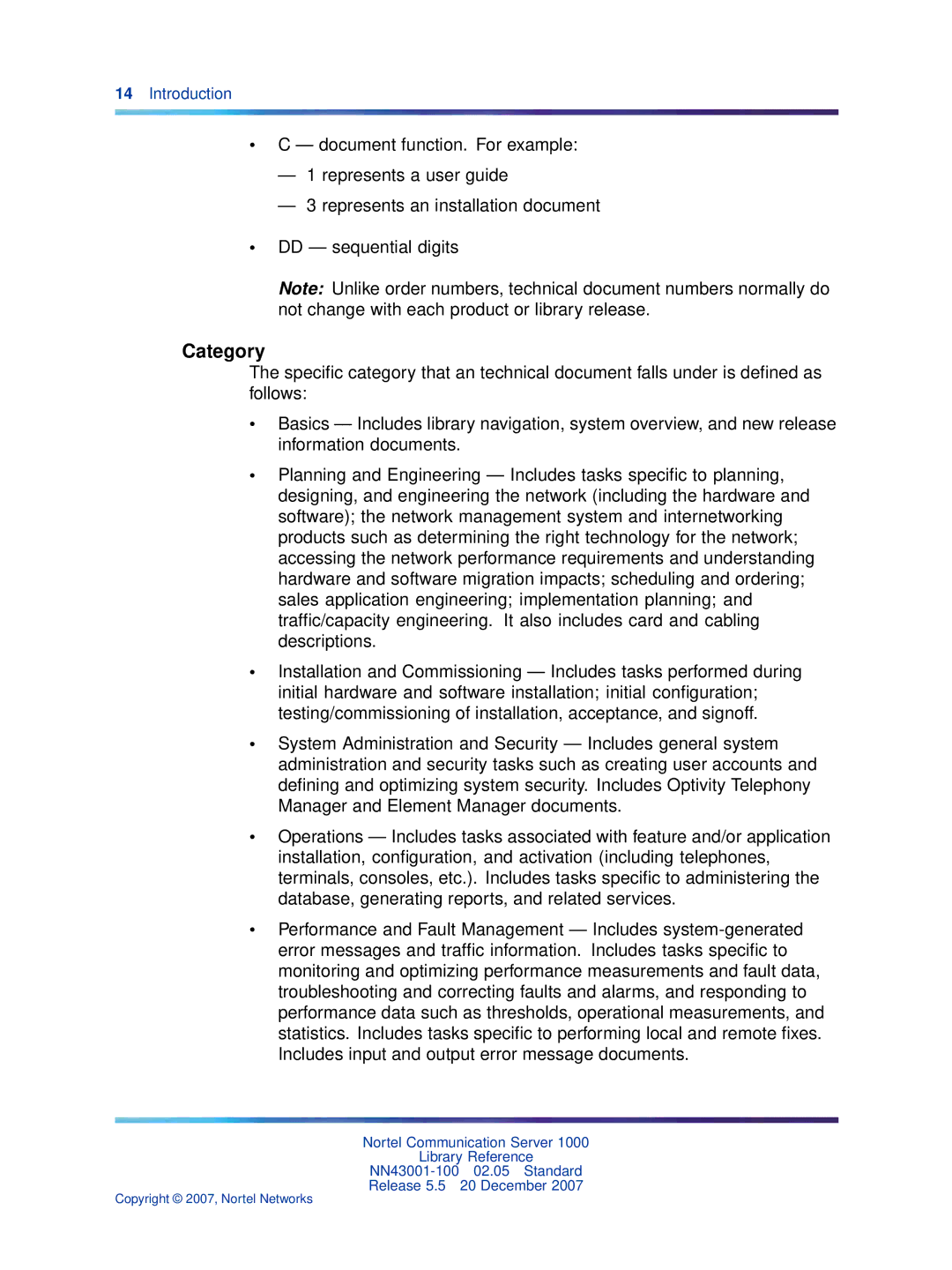 Nortel Networks NN43001-100 manual Category 