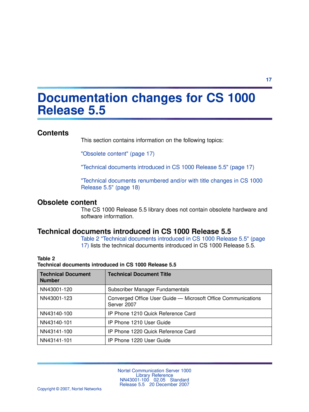 Nortel Networks NN43001-100 manual Documentation changes for CS 1000 Release, Obsolete content 