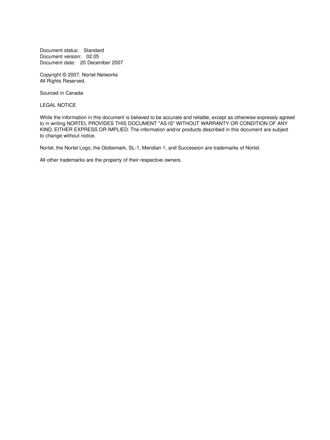 Nortel Networks NN43001-100 manual Legal Notice 