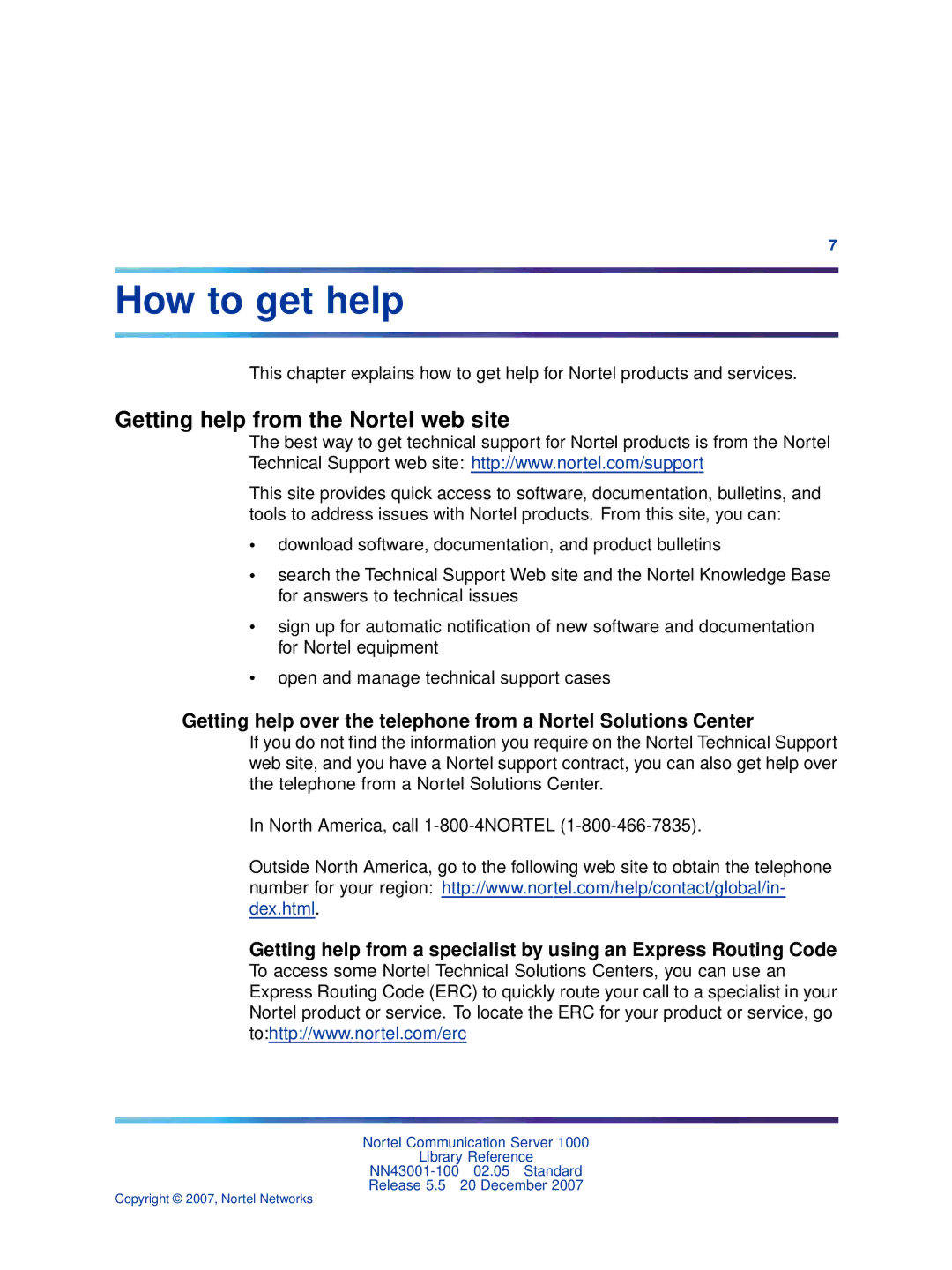 Nortel Networks NN43001-100 manual How to get help, Getting help from the Nortel web site 