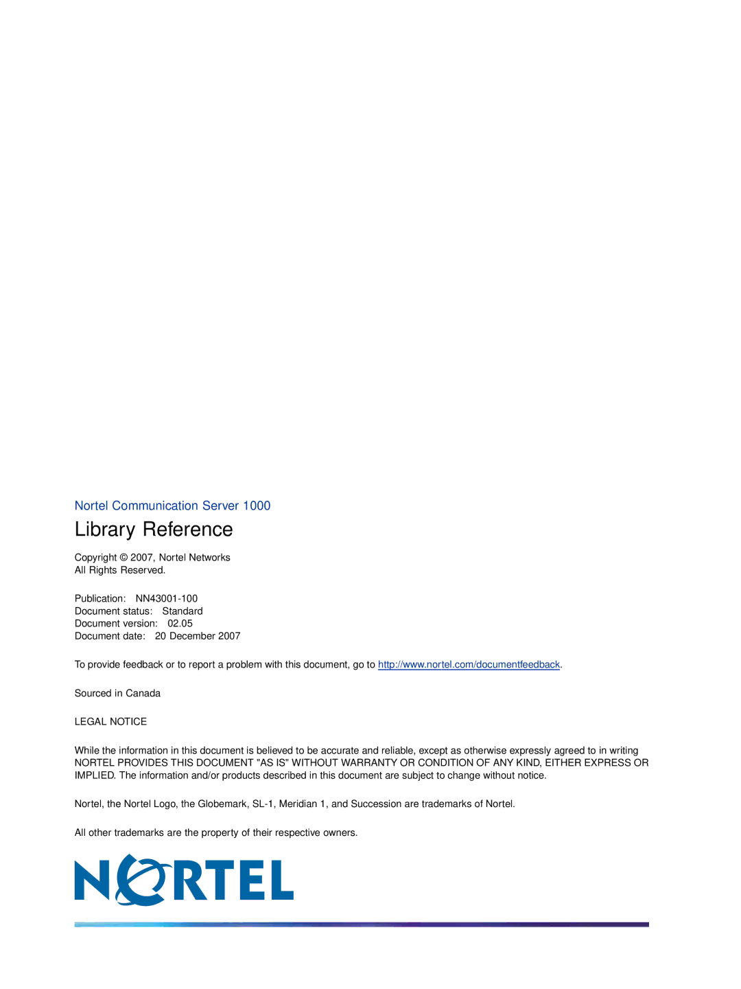 Nortel Networks NN43001-100 manual Library Reference 