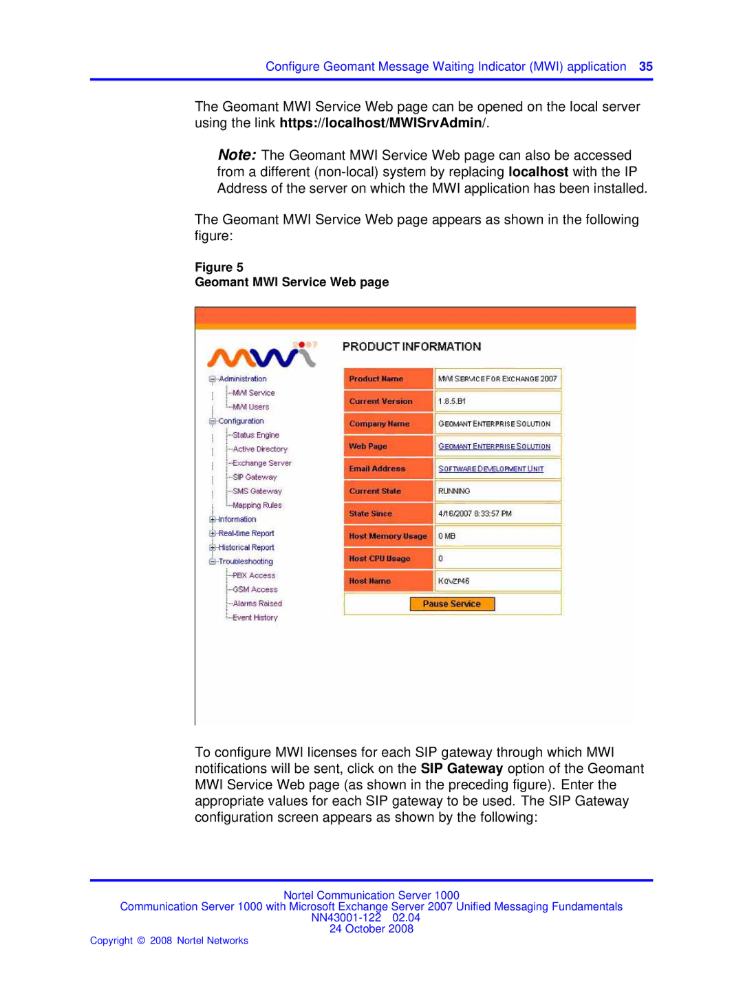 Nortel Networks NN43001-122 manual Geomant MWI Service Web 