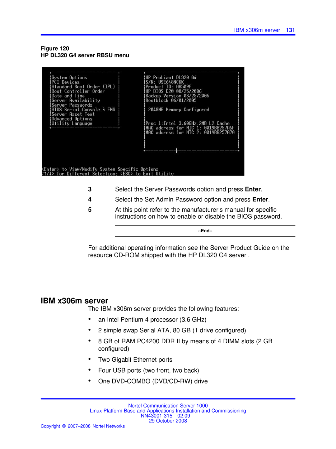 Nortel Networks NN43001-315 manual IBM x306m server 