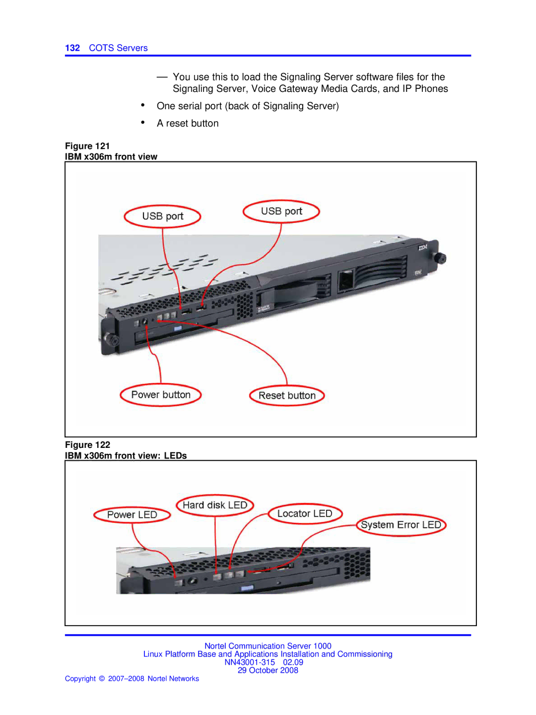 Nortel Networks NN43001-315 manual IBM x306m front view IBM x306m front view LEDs 