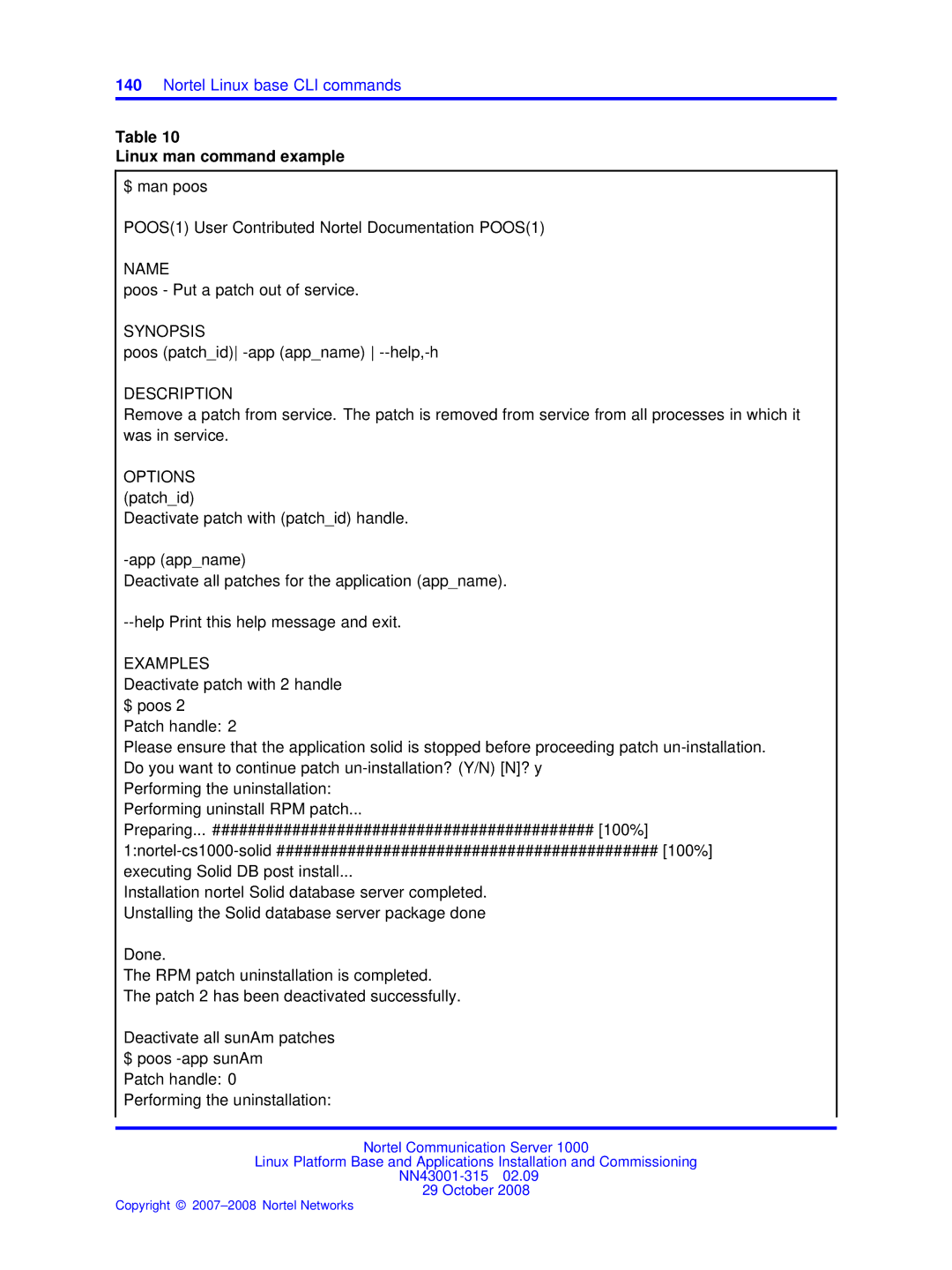 Nortel Networks NN43001-315 manual Linux man command example, Description 