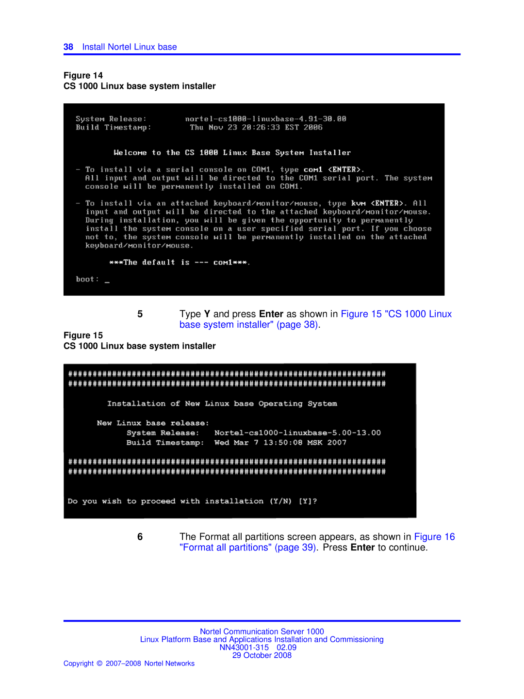 Nortel Networks NN43001-315 manual CS 1000 Linux base system installer 