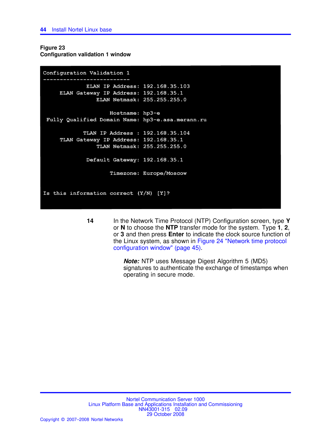 Nortel Networks NN43001-315 manual Configuration validation 1 window 