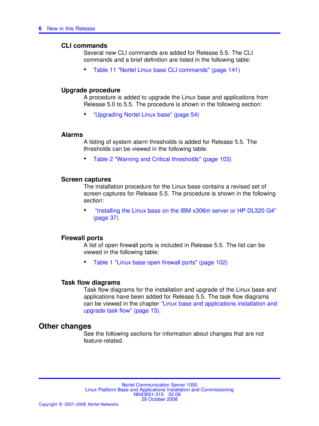 Nortel Networks NN43001-315 manual Other changes, CLI commands 