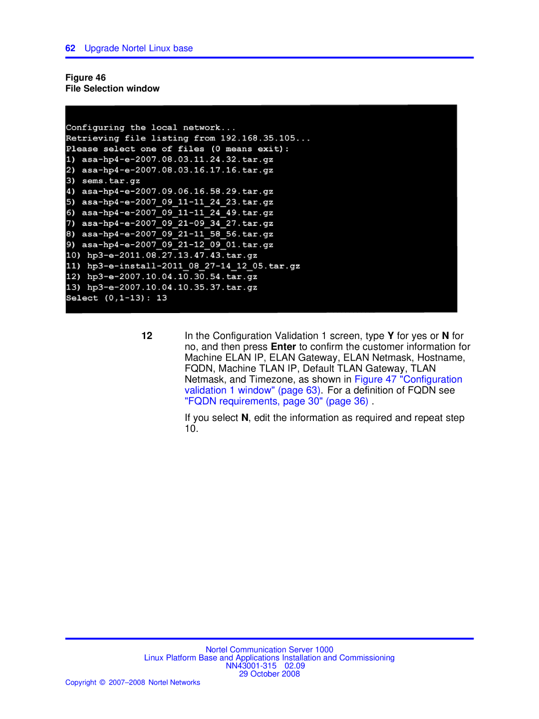 Nortel Networks NN43001-315 manual File Selection window 