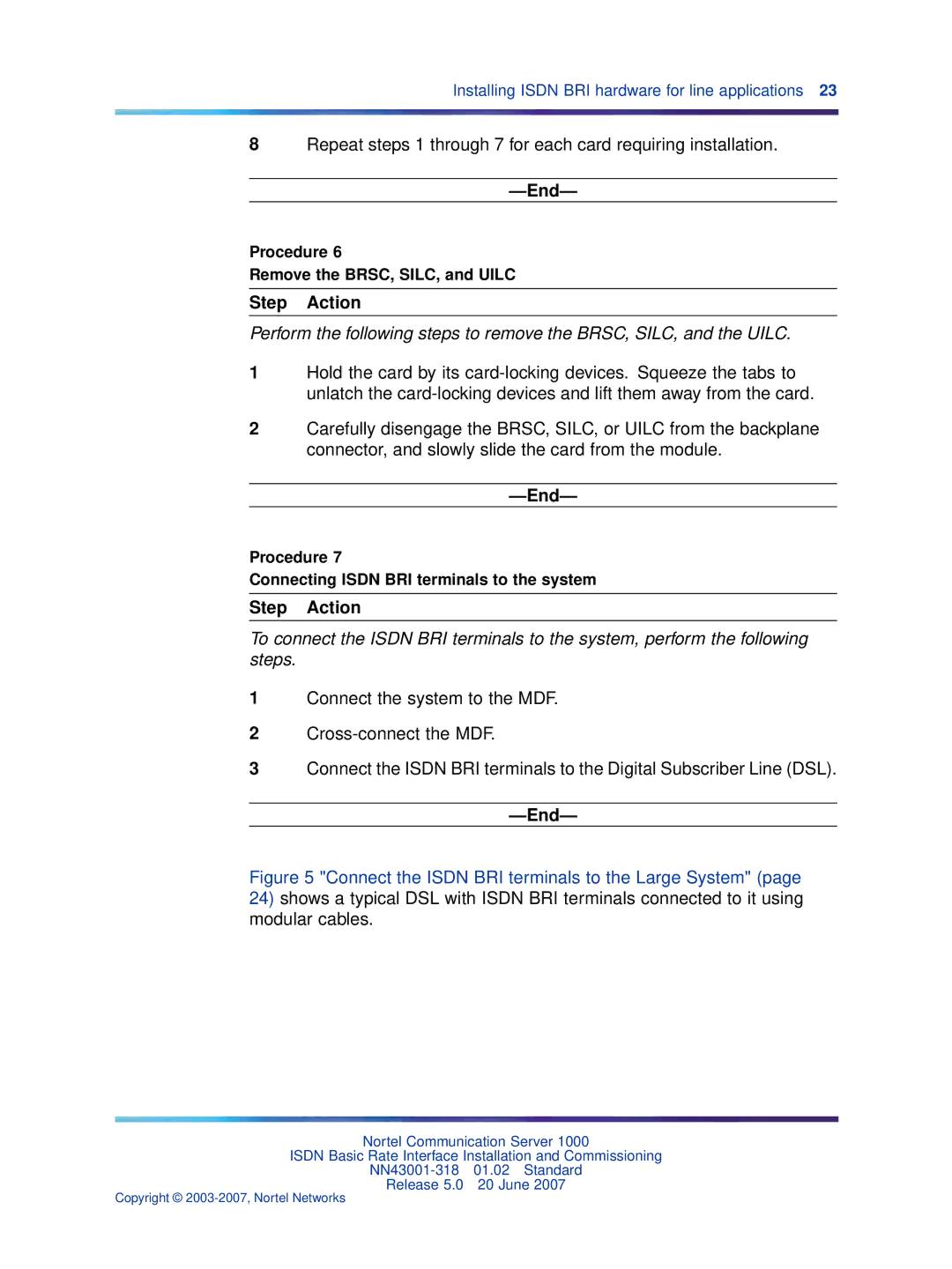 Nortel Networks NN43001-318 manual Procedure Remove the BRSC, SILC, and Uilc 