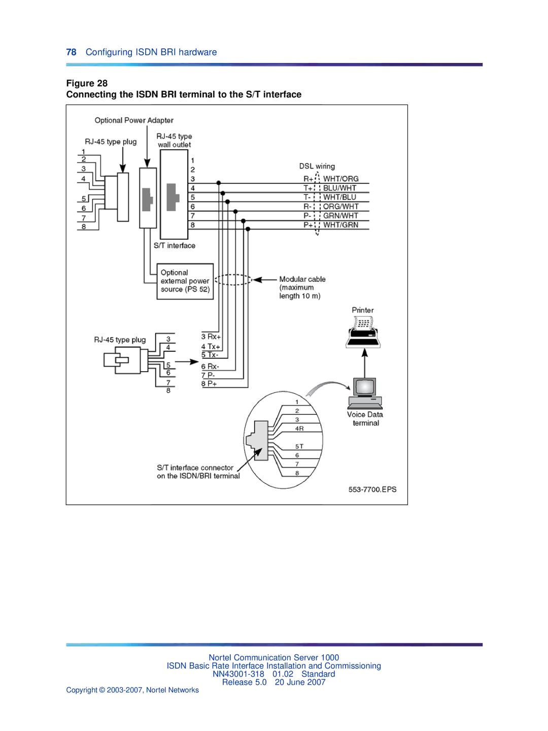 Nortel Networks NN43001-318 manual Connecting the Isdn BRI terminal to the S/T interface 