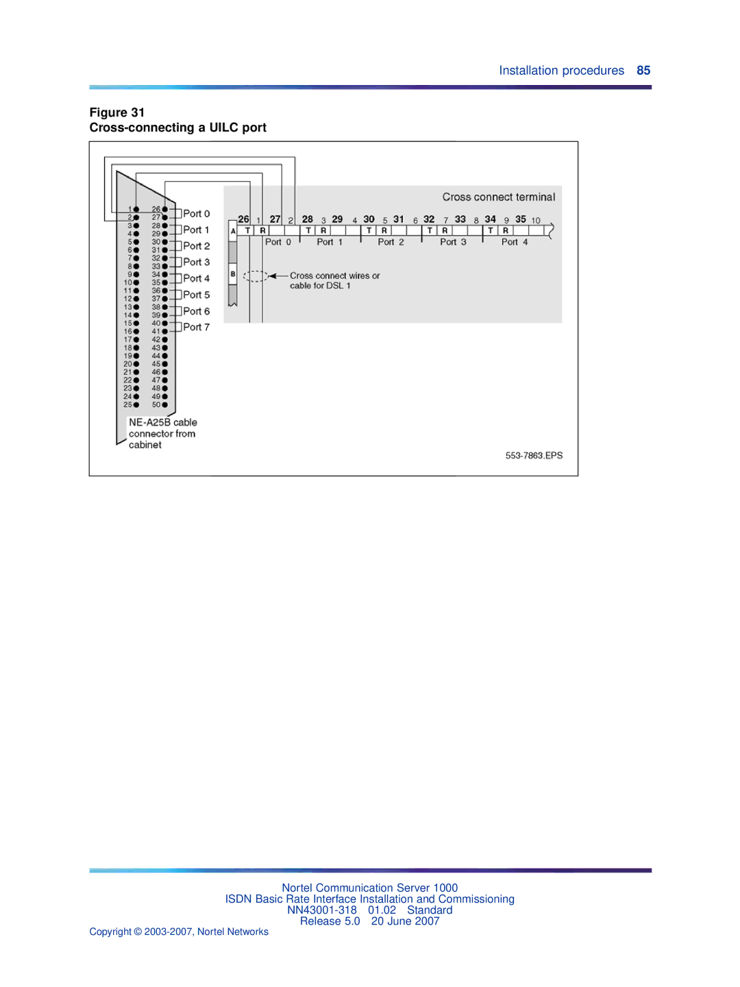 Nortel Networks NN43001-318 manual Cross-connecting a Uilc port 