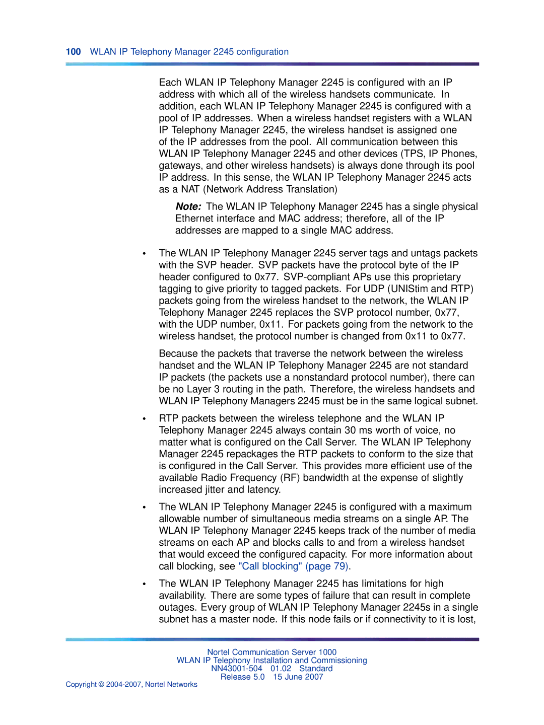 Nortel Networks NN43001-504 manual Wlan IP Telephony Manager 2245 conﬁguration 