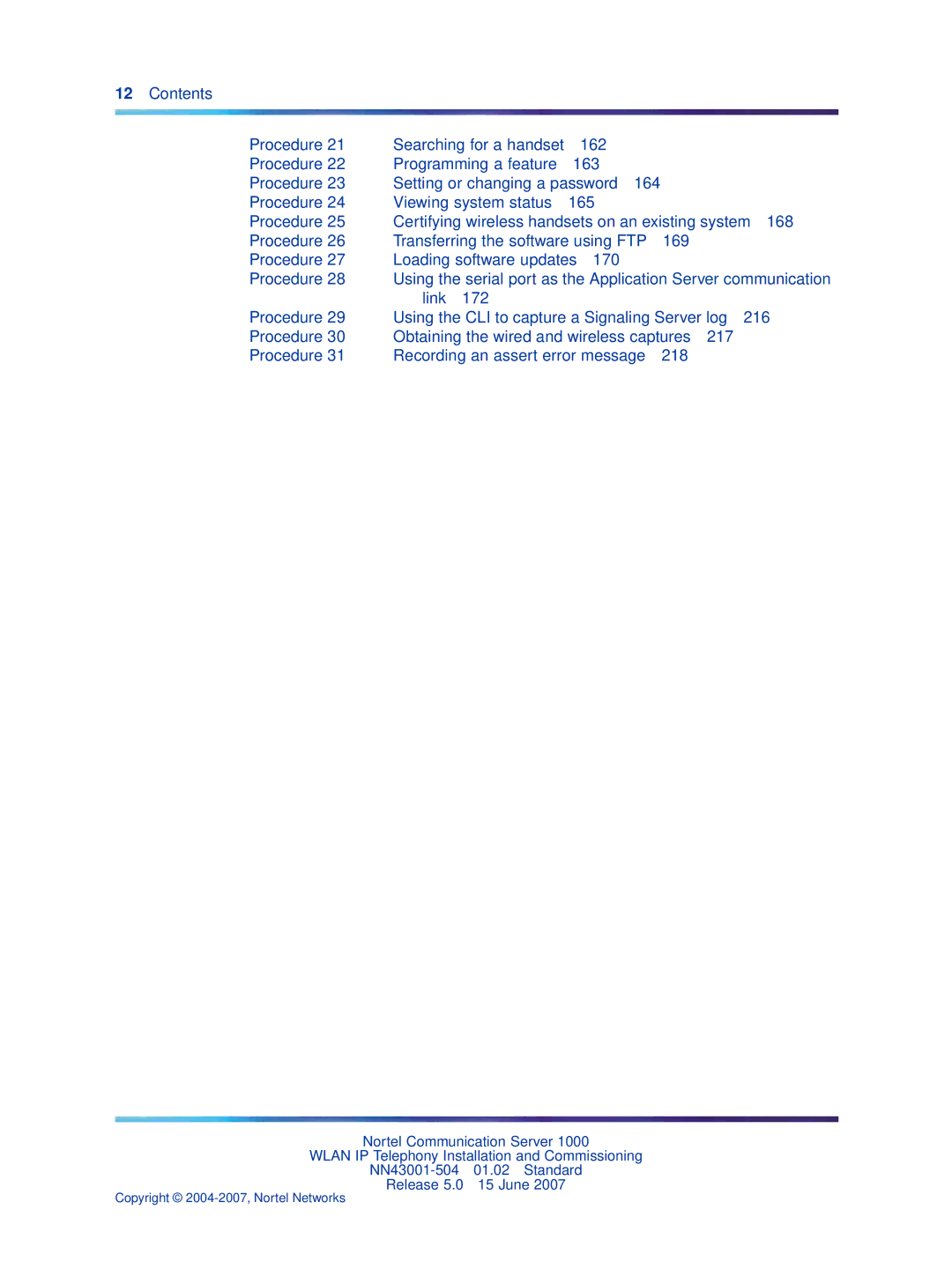 Nortel Networks NN43001-504 manual Copyright 2004-2007, Nortel Networks 