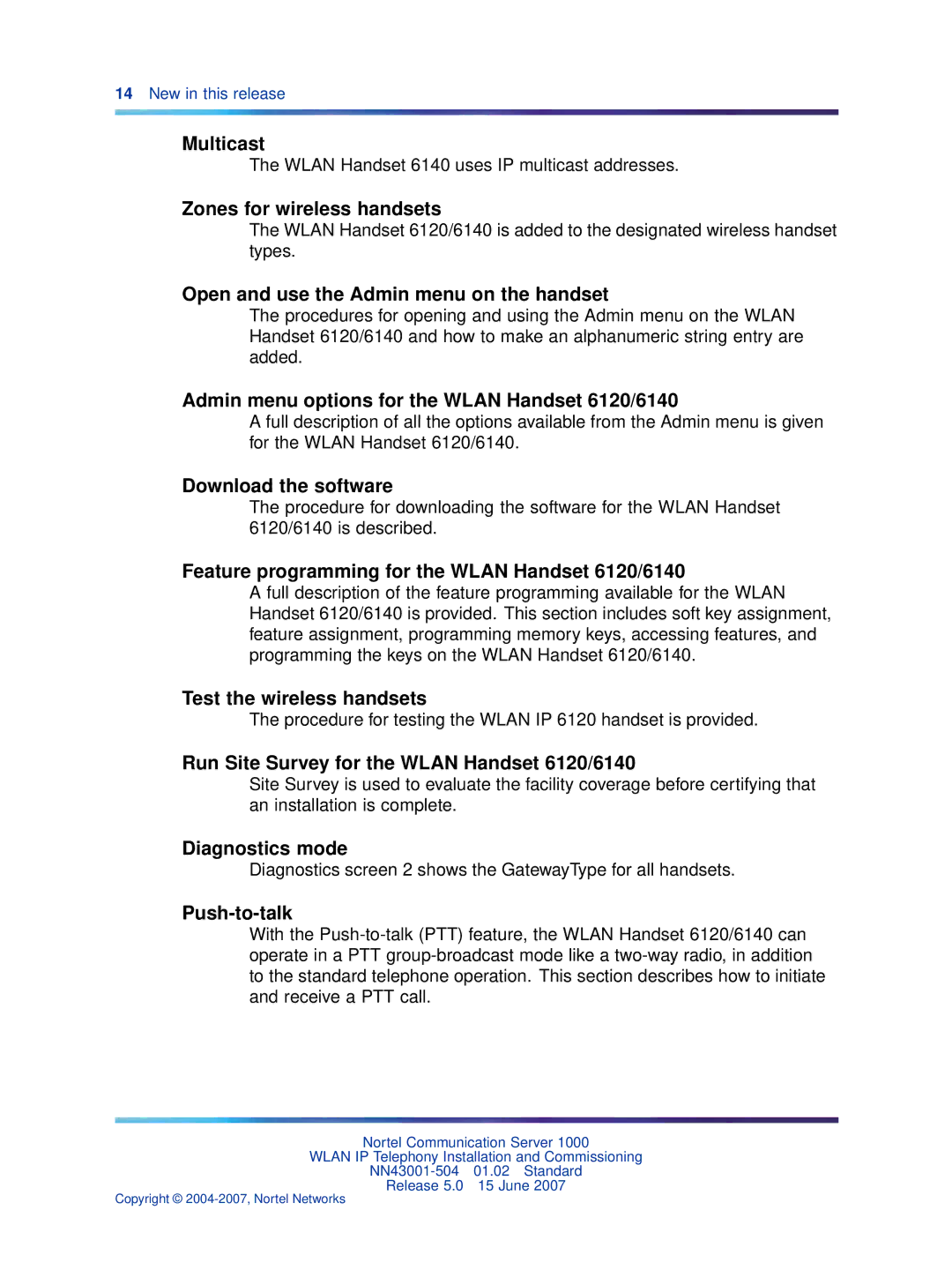 Nortel Networks NN43001-504 manual Multicast, Zones for wireless handsets, Open and use the Admin menu on the handset 