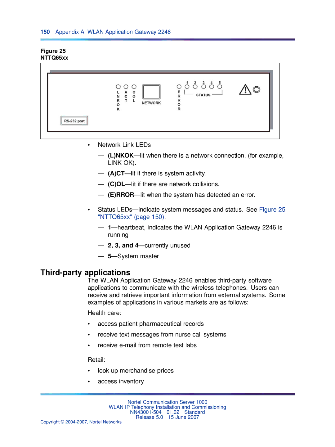 Nortel Networks NN43001-504 manual Third-party applications, NTTQ65xx 