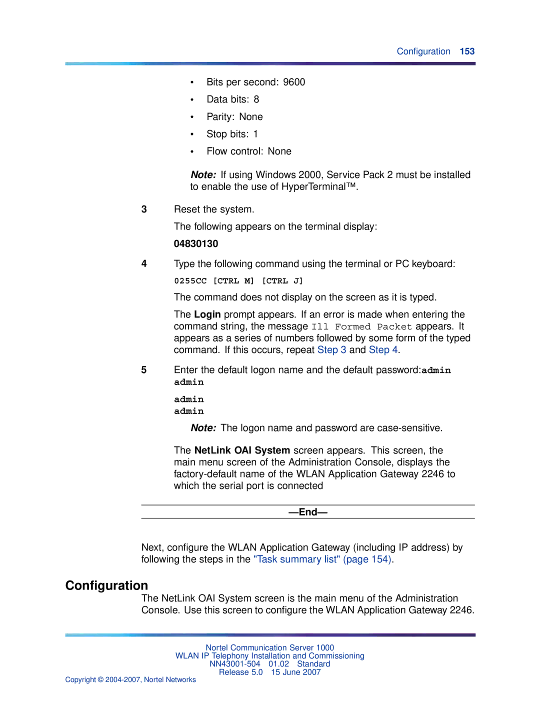 Nortel Networks NN43001-504 manual Conﬁguration, 04830130 