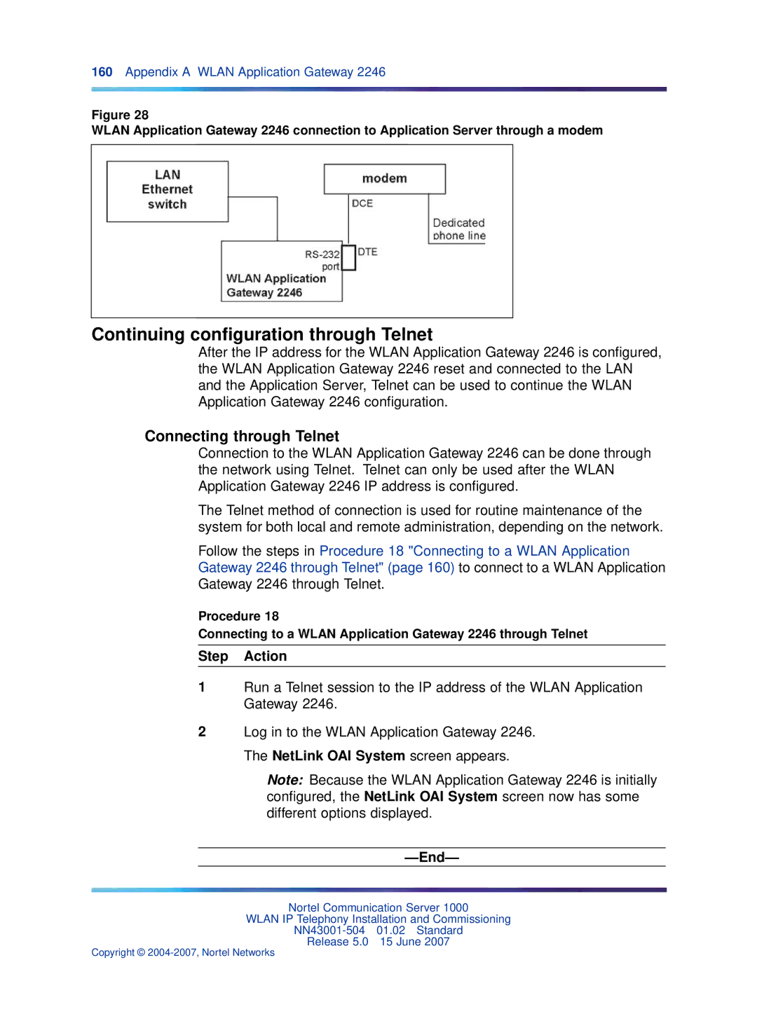 Nortel Networks NN43001-504 manual Continuing conﬁguration through Telnet, Connecting through Telnet 