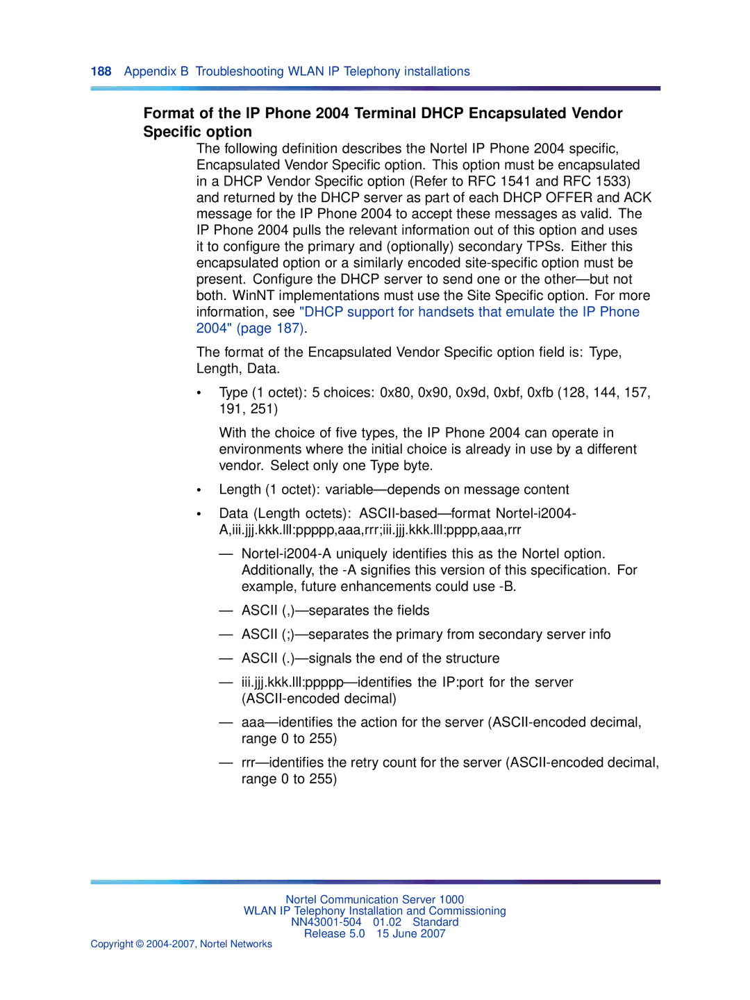 Nortel Networks NN43001-504 manual Appendix B Troubleshooting Wlan IP Telephony installations 