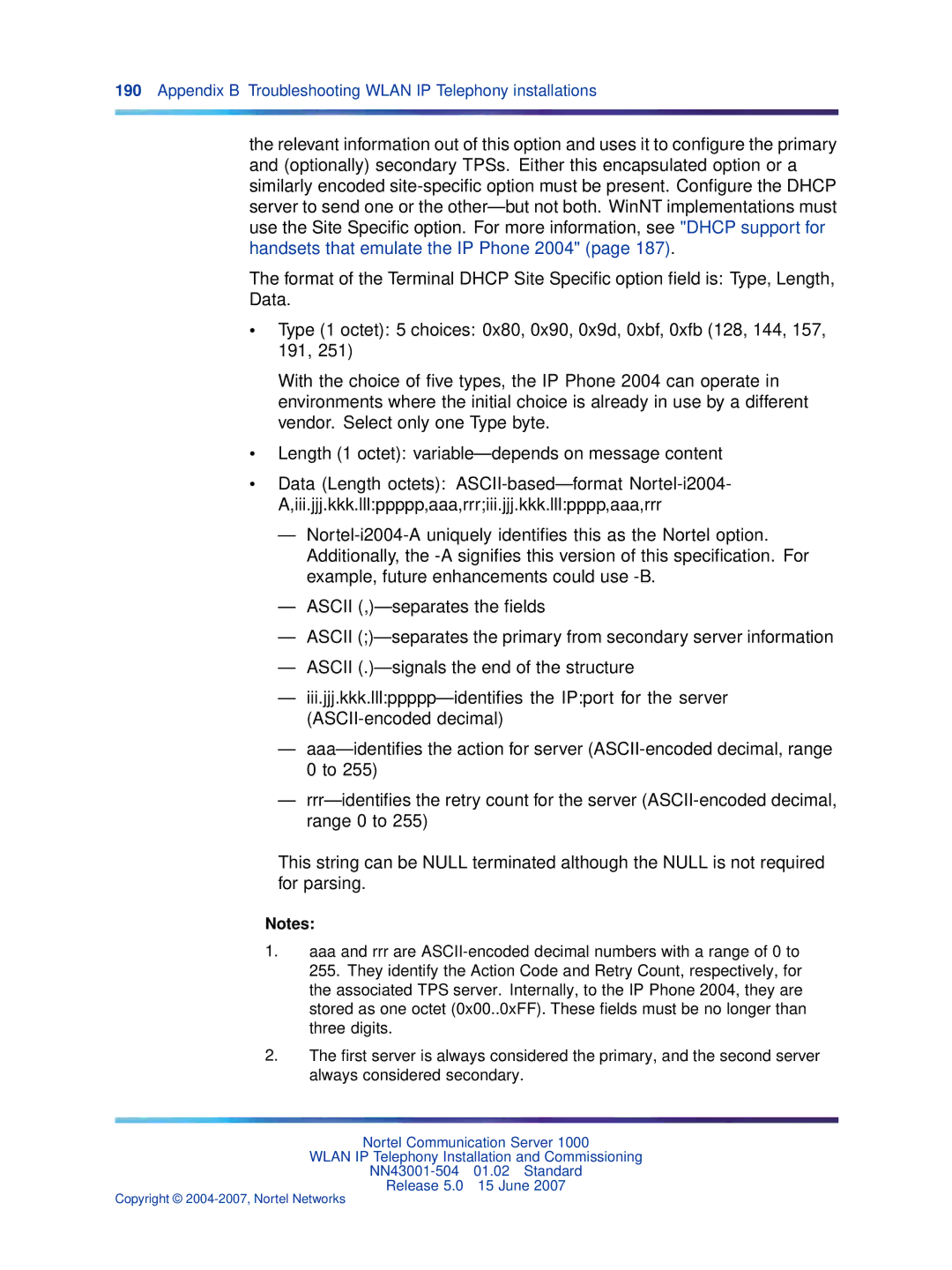 Nortel Networks NN43001-504 manual Appendix B Troubleshooting Wlan IP Telephony installations 