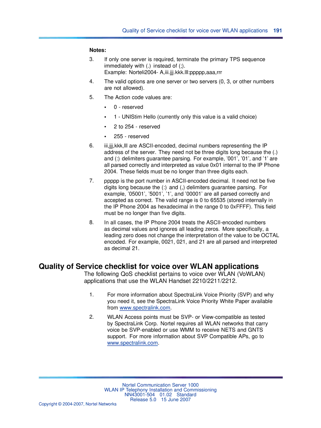 Nortel Networks NN43001-504 manual Copyright 2004-2007, Nortel Networks 