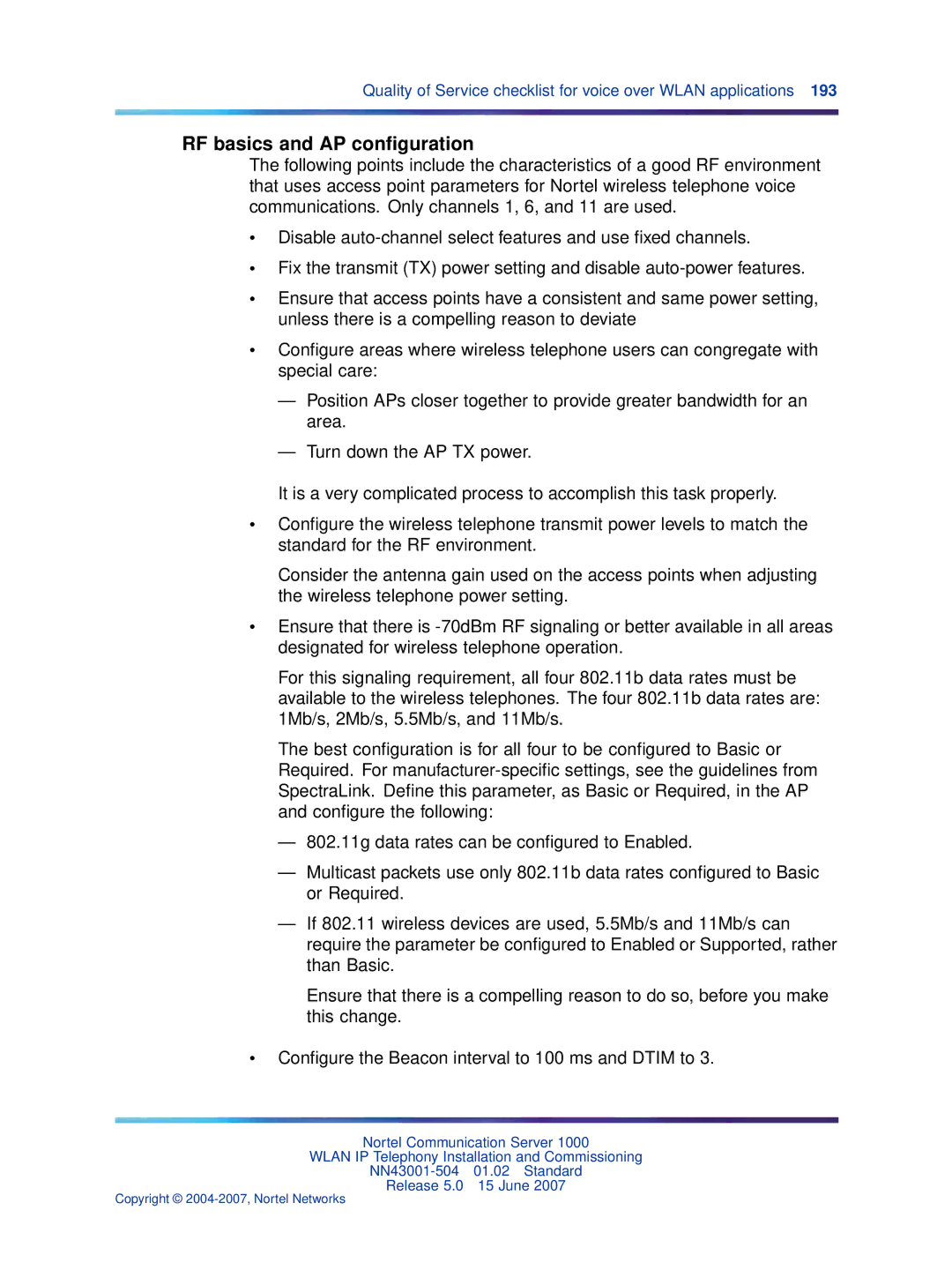 Nortel Networks NN43001-504 manual RF basics and AP conﬁguration 