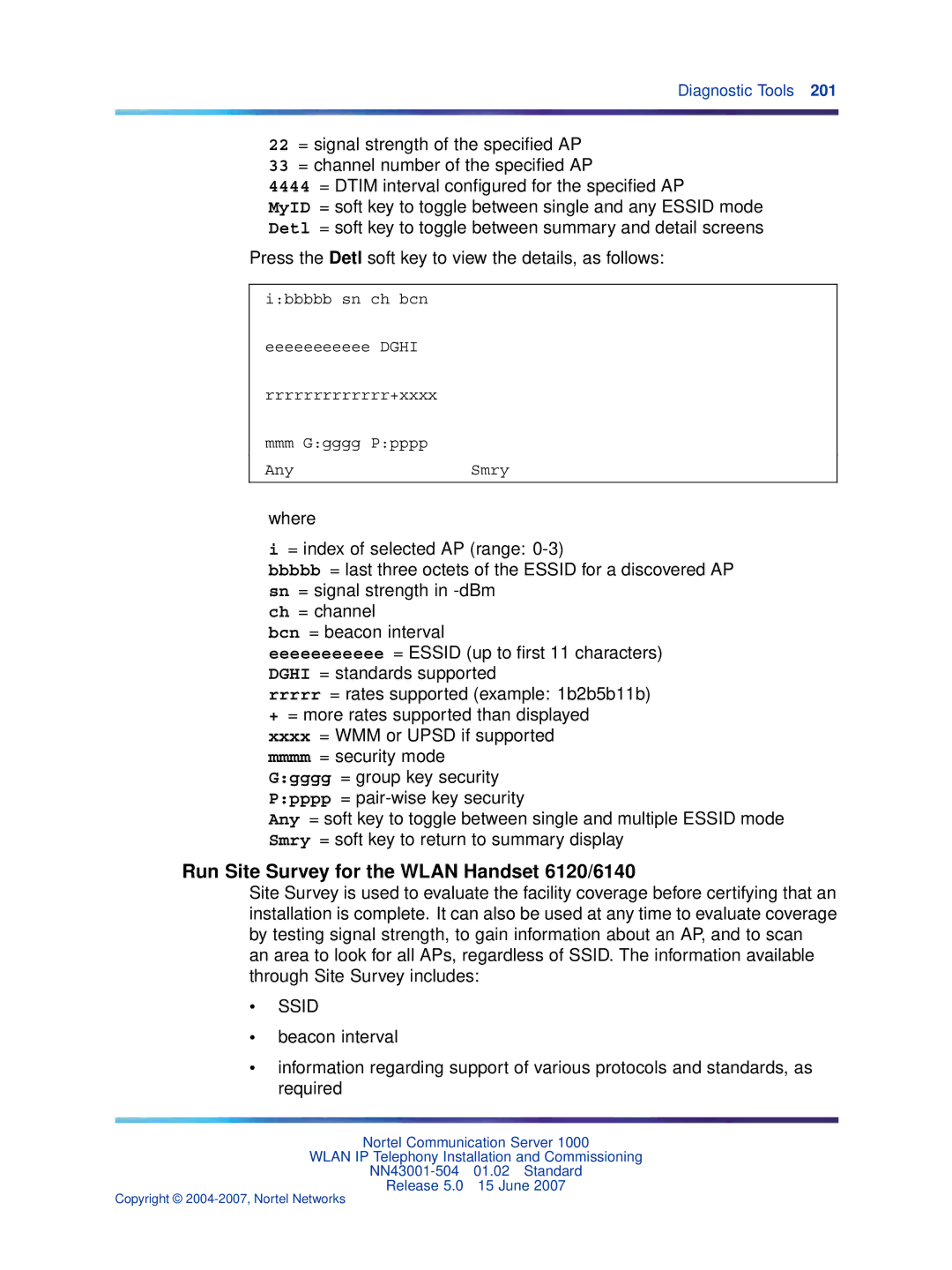 Nortel Networks NN43001-504 manual Ssid 