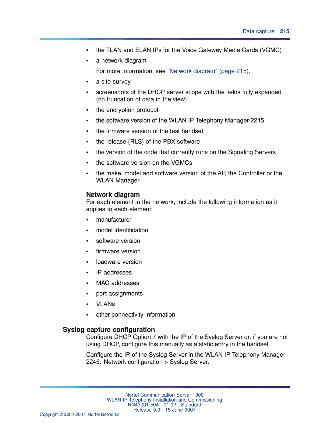 Nortel Networks NN43001-504 manual Network diagram, Syslog capture conﬁguration 