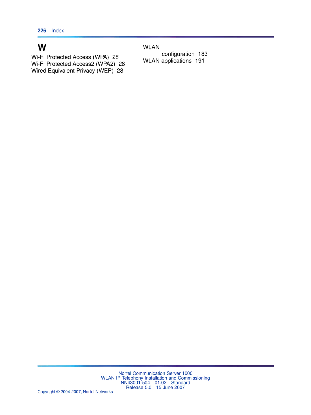 Nortel Networks NN43001-504 manual Wlan 